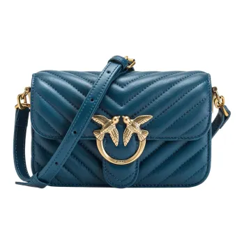 PINKO Sheepskin Swallow Bag, Crossbody Bag, Shoulder Bag Mini Women's Blue