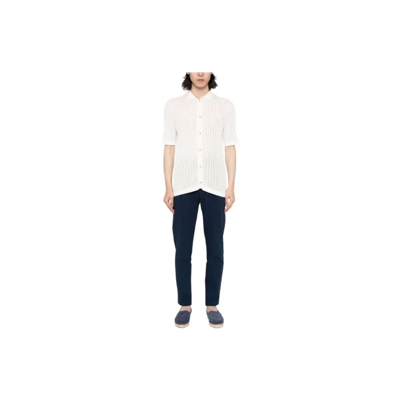 Tagliatore Jesse Pointelle-knit Polo Shirt-1