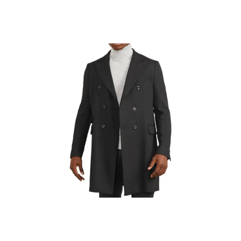 GUESS Evening Double Breasted Coat Coats Men's Black-1