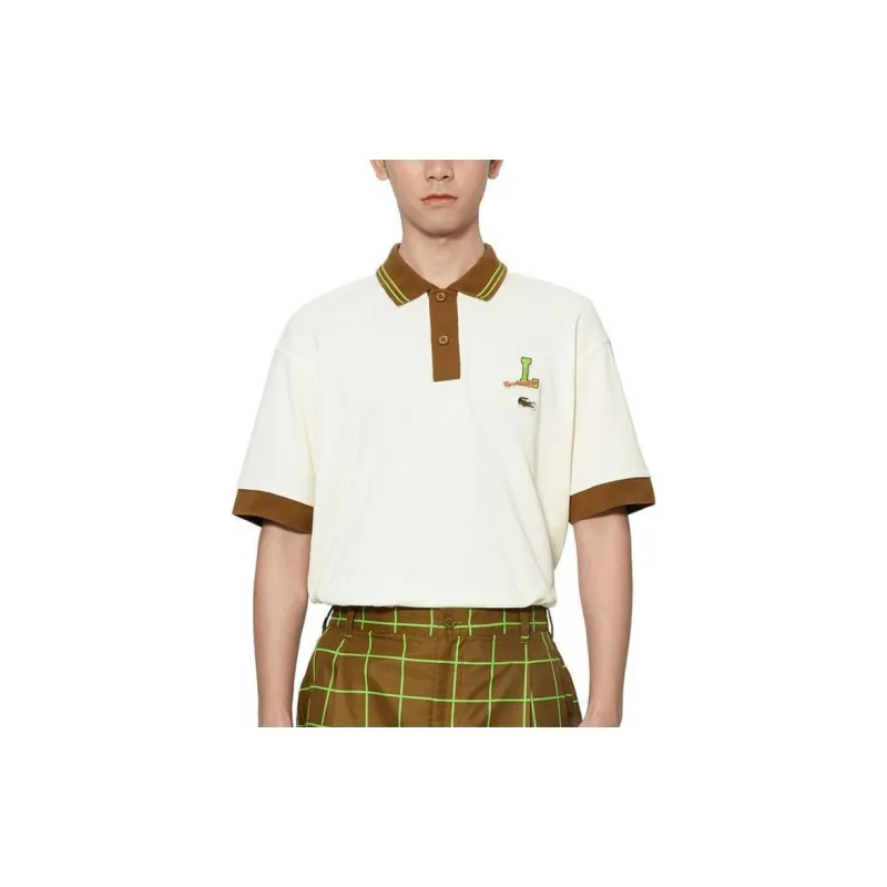 LACOSTE x RANDOMEVENT Polo Shirt Men's Beige-2