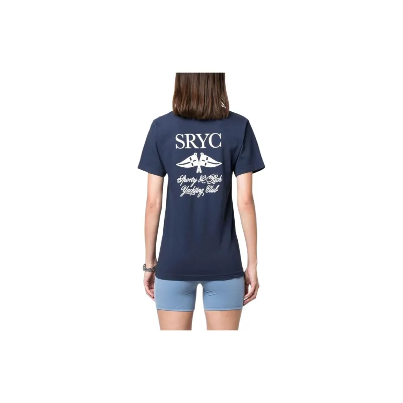 SPORTY & RICH Yacht Club Crewneck T Shirt-3