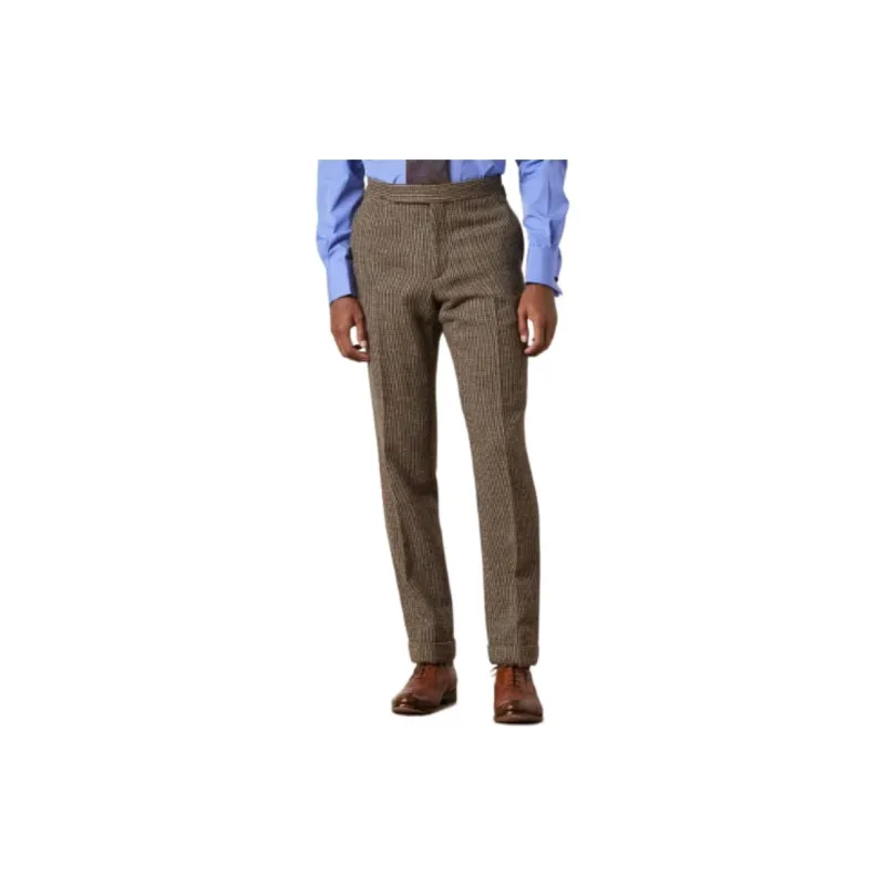 Polo Ralph Lauren Kent Hand Tailored Plaid 3 Piece Suit Business Suit Men's Brown-5