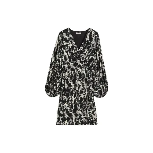 H&M Long-Sleeved Dresses Women's Black/Leopard