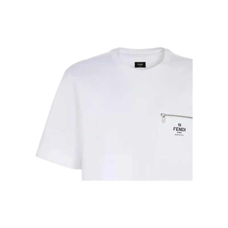 FENDI Logo Printed Crewneck T Shirt-4