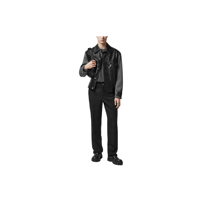 VERSACE Straight-Fit Trousers Casual Pants Men's Black-1