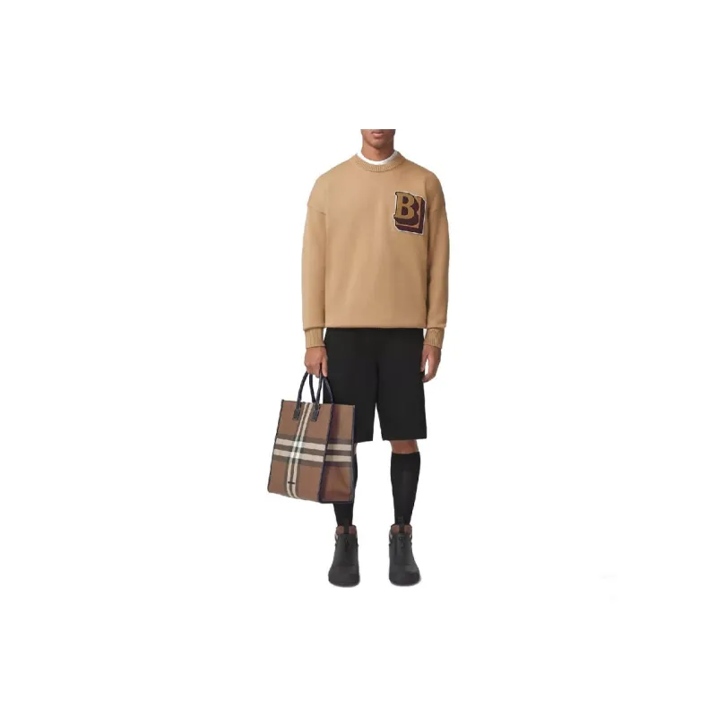 Burberry Wool Round Neck Knitwear Men's Camel 80443321-3