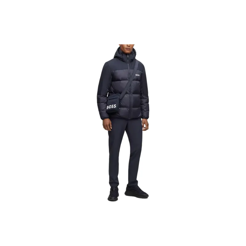 HUGO BOSS Regular Fit Water Repellent Down Jacket With Logo Detail Jackets Coats Men's Dark Blue-1