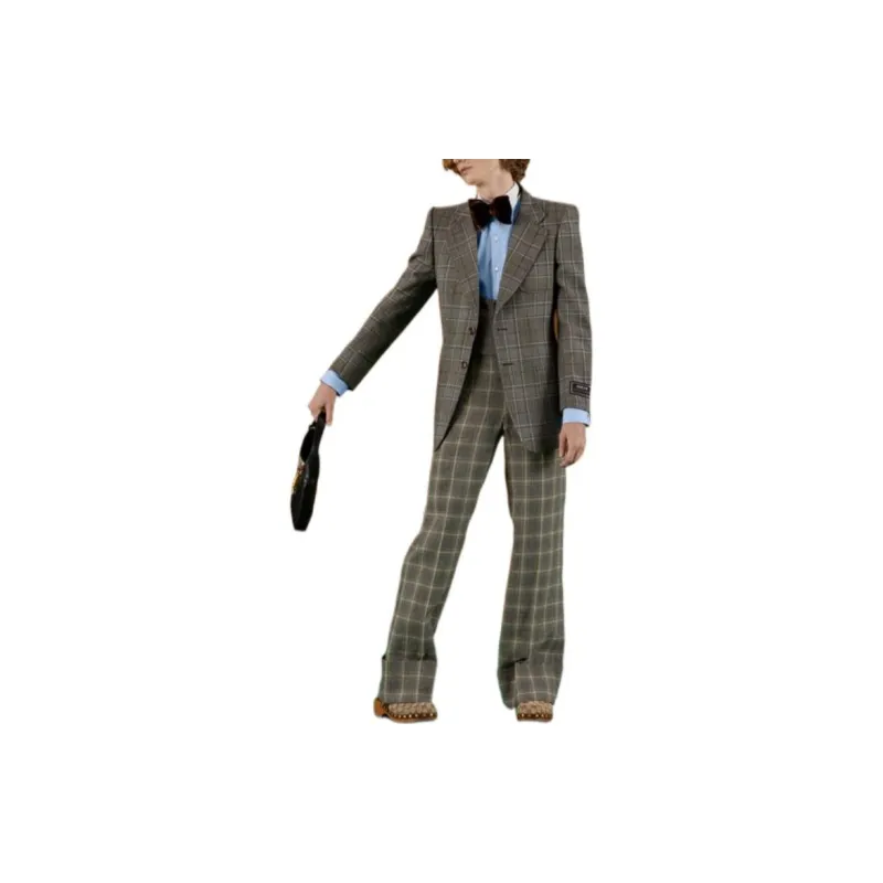 GUCCI Linen Wool Plaid Pants-2