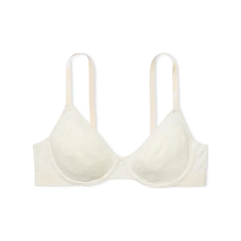Victoria's Secret PINK Wear Everywhere Unlined Demi Bra / N H Bra Women's Natural Heather-0
