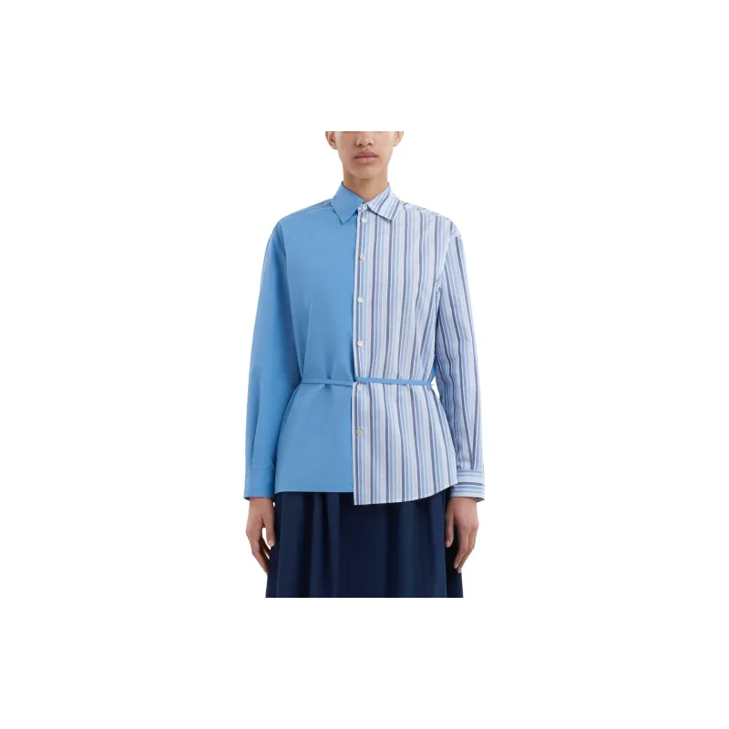 MARNI Striped Asymmetric Hem Shirt-1