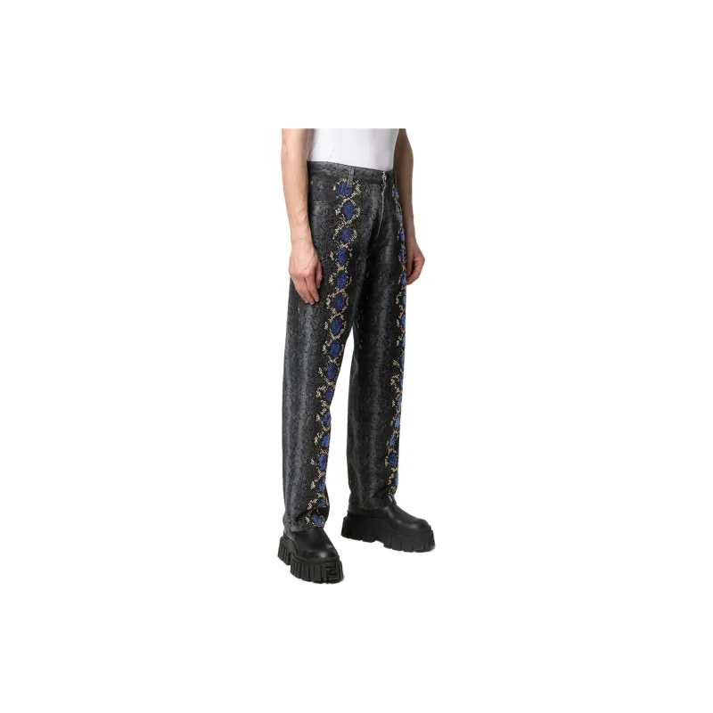 VERSACE Python Print Studded Jeans-2