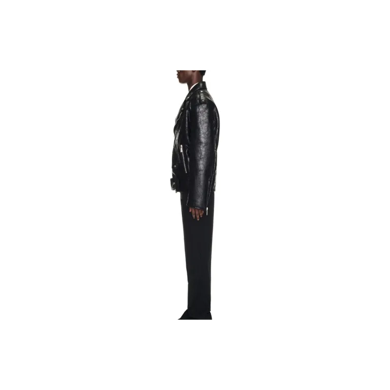 OFF WHITE Crinkled Leather Biker Jacket-3
