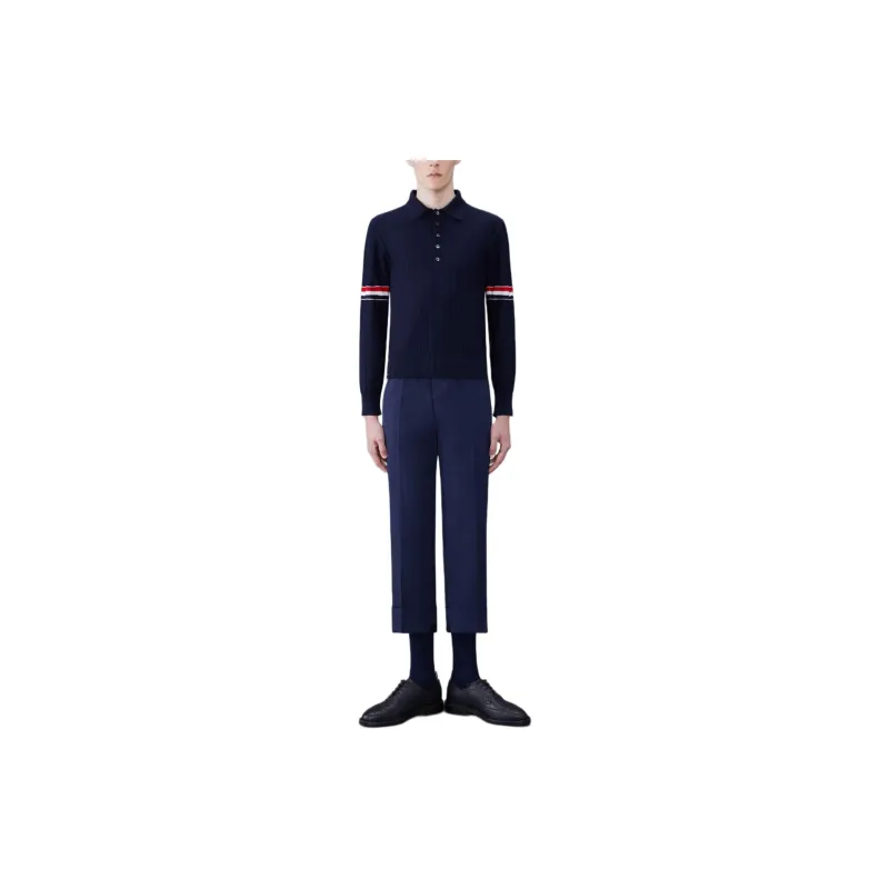 THOM BROWNE RWB Striped Long Sleeved Polo Shirt-2