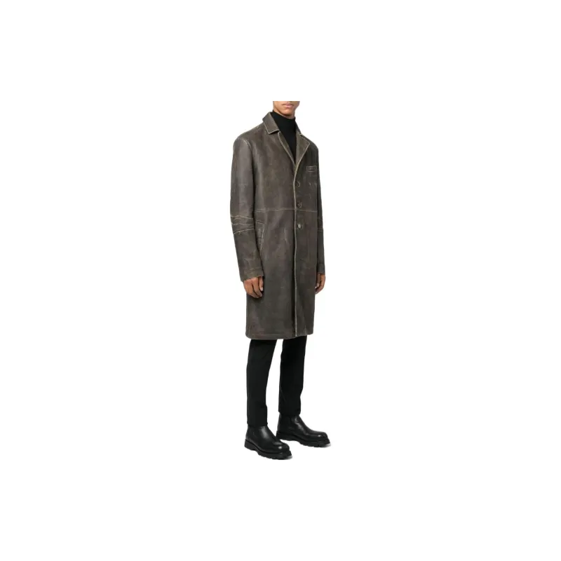 DIESEL Leather Jackets Men Dark Brown-3