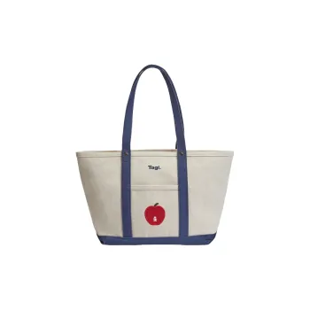 Tagi. Fabric Tote Handbag, Shoulder Bag Large Size Unisex Cream