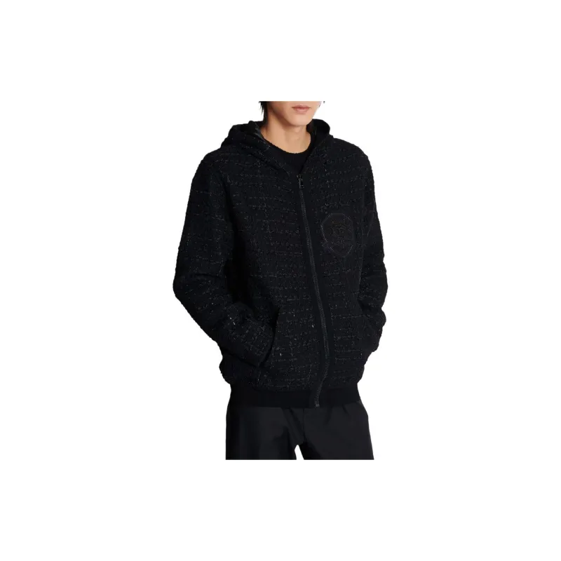 BALMAIN Tweed Hooded Jacket-1