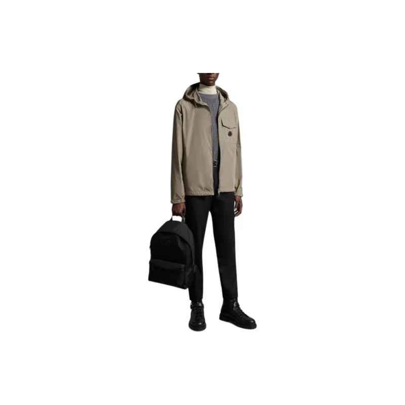 Moncler Hooded Trench Jacket Jacket Jacket Jackets Coats Men's Brown-3