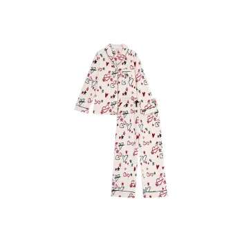Victoria's Secret Pajama Set Women's Red Graffiti