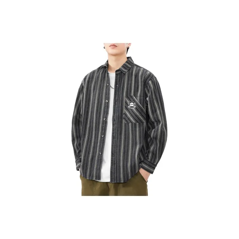PAUL FRANK Shirt Men's Black Gray Stripes-1