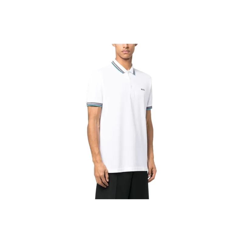 HUGO BOSS Short Sleeve Polo Shirts Men's Bright White-4