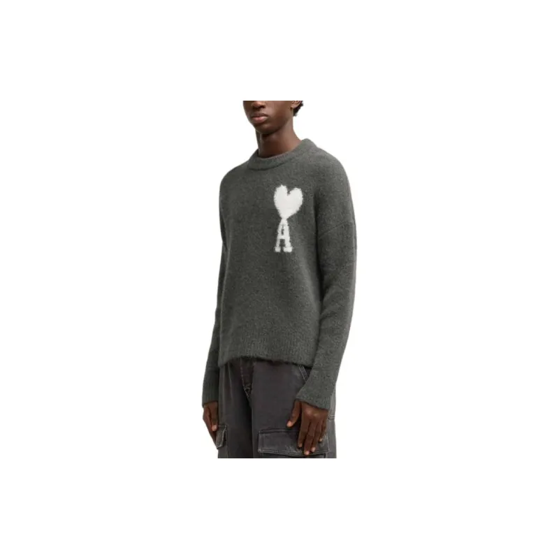 Ami Paris Ami De Coeur Logo Intarsia Knit Jumper-2