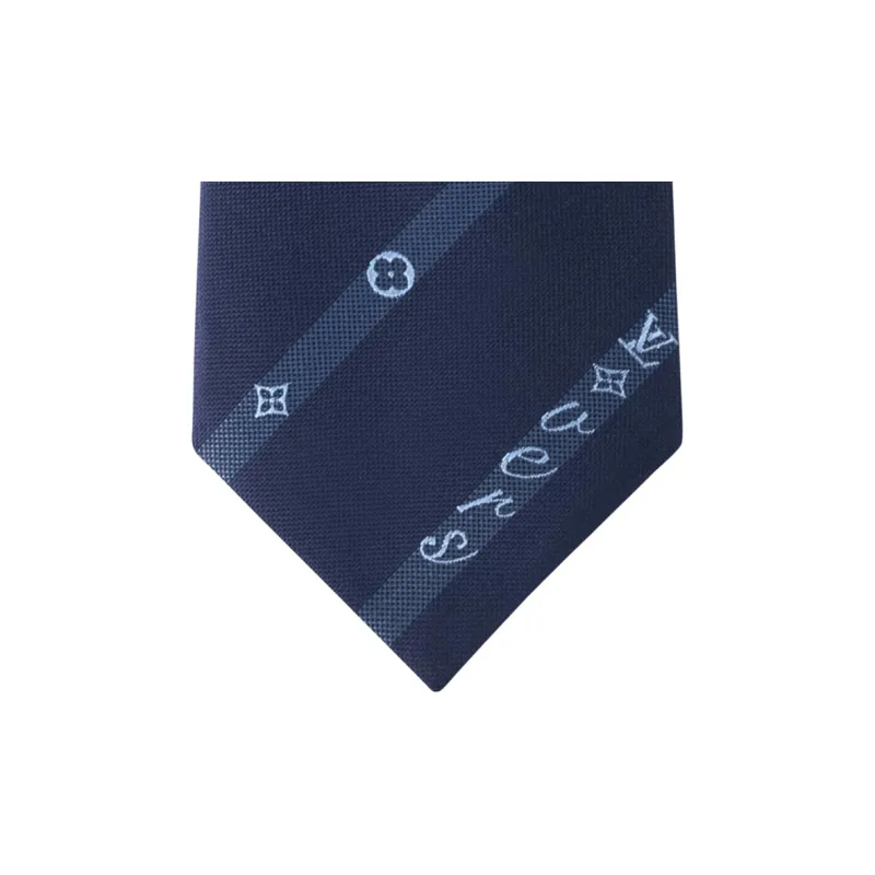 LOUIS VUITTON Mulberry Silk Ties Men's Blue-2