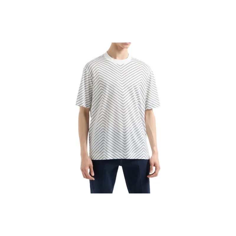 EMPORIO ARMANI Lyocell Blend jersey T shirt With Macro Chevron Print And Micro Eagle-1