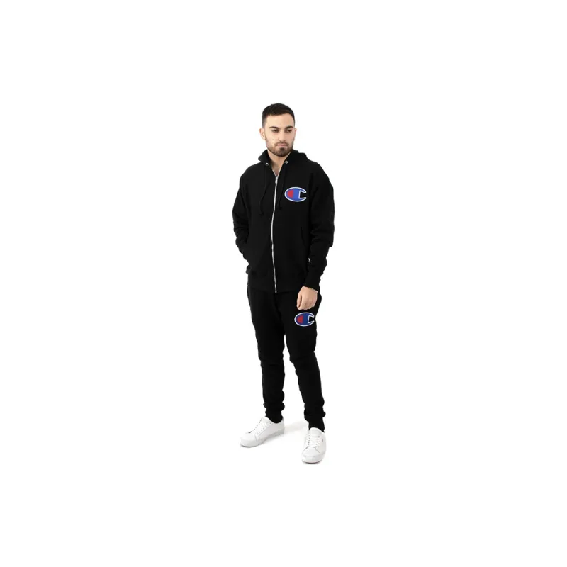 Champion Hooded Cardigan Sweatshirt US Version Unisex Black-1