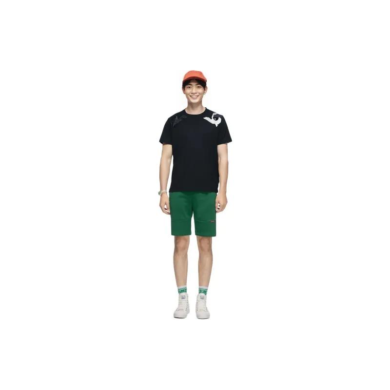 Burberry Solid Color Swan Pattern Embroidery Crew Neck Short Sleeved Shirt T Shirt Men's Black-4