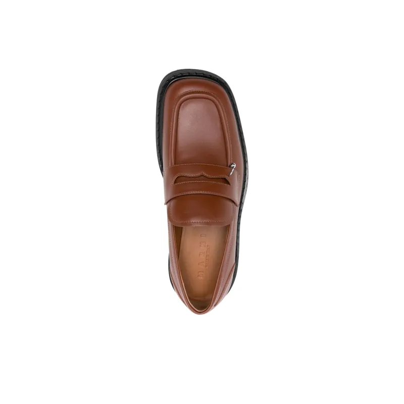 MARNI Ring Embellishment Square Toe Loafers-4