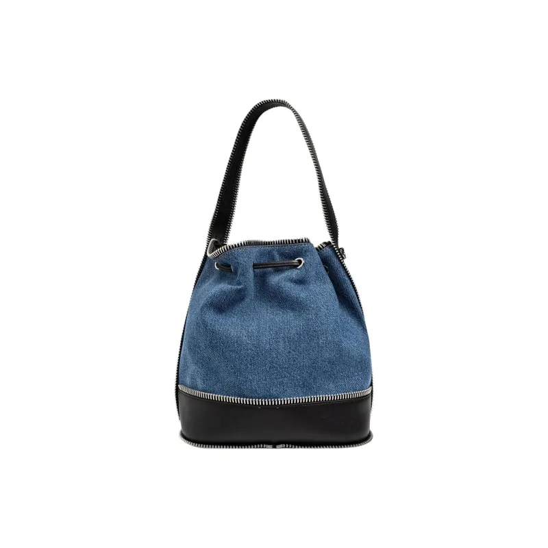 MOSCHINO Zip-Detailed Drawstring Denim Bucket Bag-2