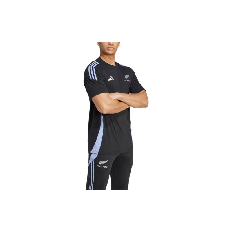 Adidas T Shirt Men's All Black/Spark Blue-3
