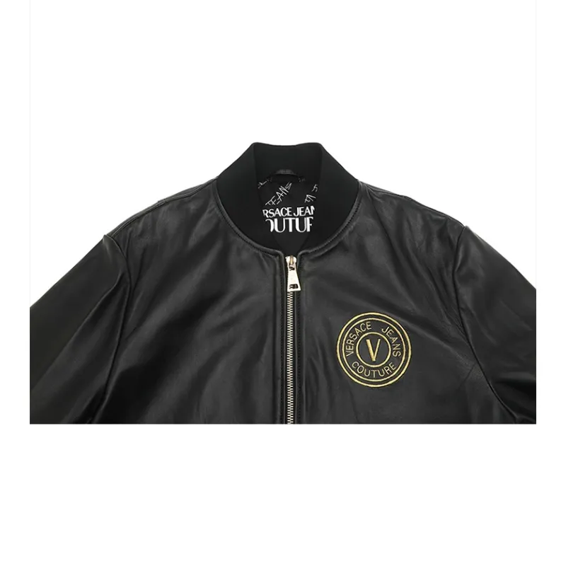 VERSACE JEANS COUTURE Logo embroidered Leather Jacket-3