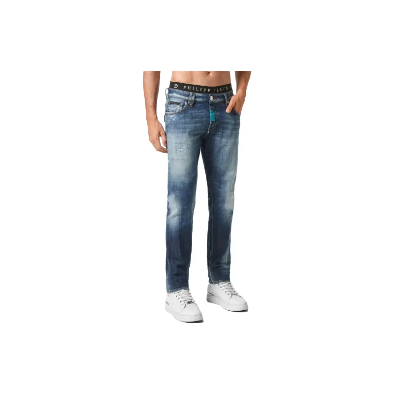 PHILIPP PLEIN Premium Hexagon Low rise Slim cut Jeans-1