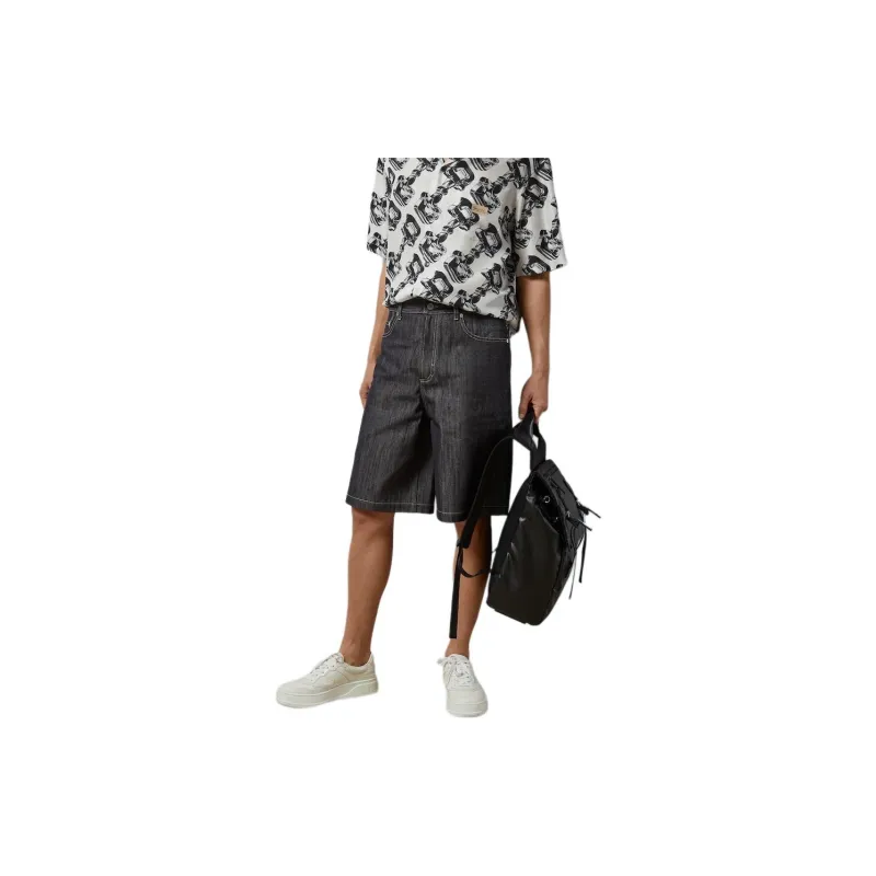 GUCCI Jacquard Detail Denim Shorts Denim Shorts Men's Dark Blue-1