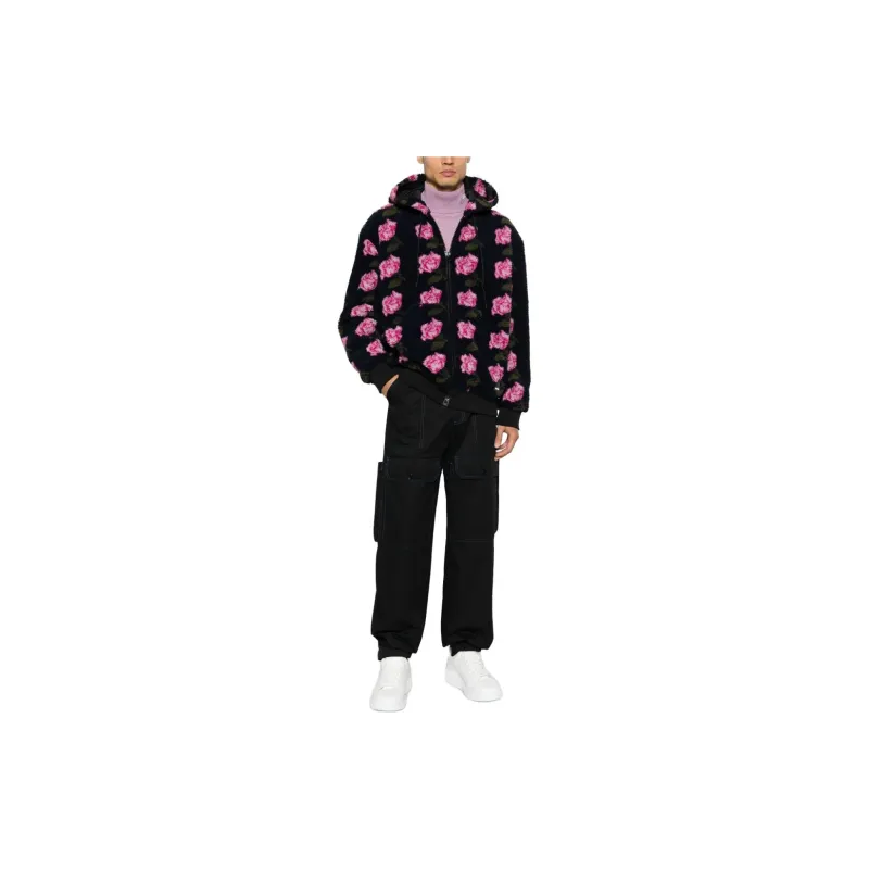 MSGM Contrasting Stitch Logo Patch Cargo Trousers-1