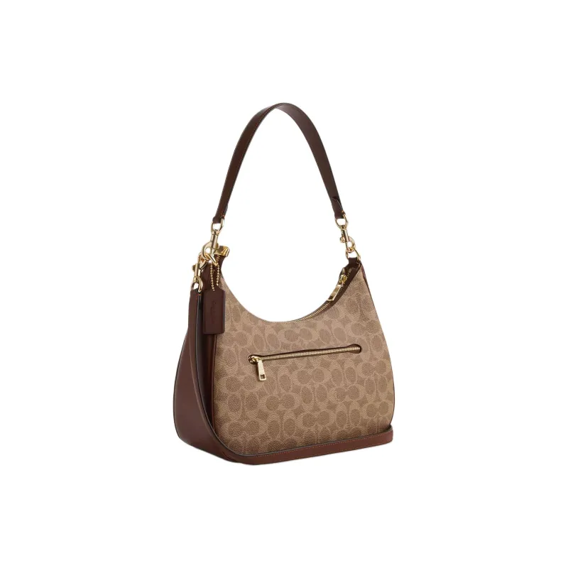 COACH Teri Coated Canvas Crossbody Bag Shoulder Bag Large Size Women's Tan-1