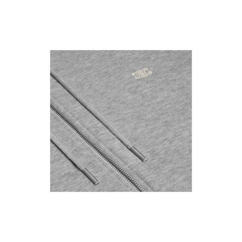 CELINE Triomphe Loose Zipped Hoodie In Cashmere Cotton-3