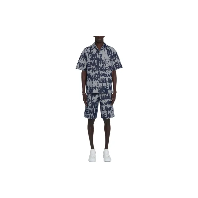 Alexander McQueen Graffiti Printed Bermuda Denim Shorts-1