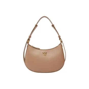 PINKO Half Moon Series Calfskin Handbag Shoulder Bag Mini Women's Beige