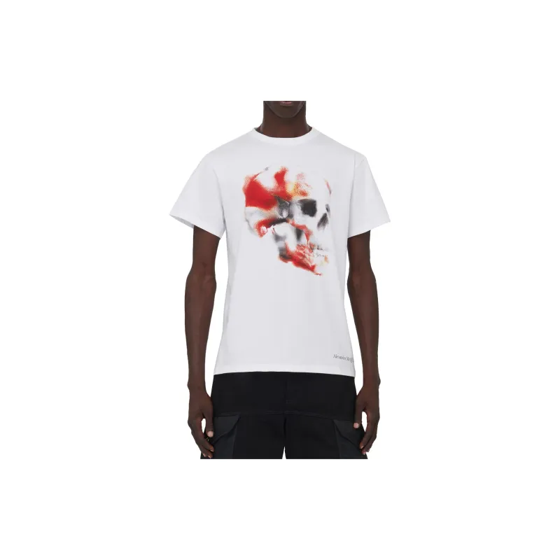 Alexander McQueen Obscured Skull Crewneck T Shirt-1