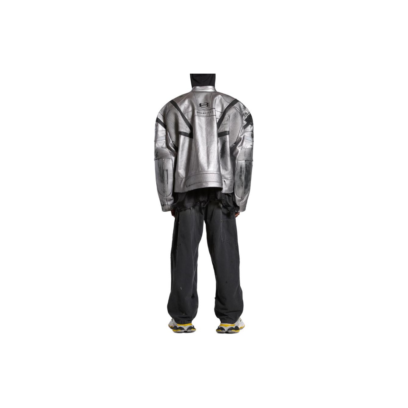 Balenciaga SS24 Leather Jacket Loose Fit Style Unisex Silver