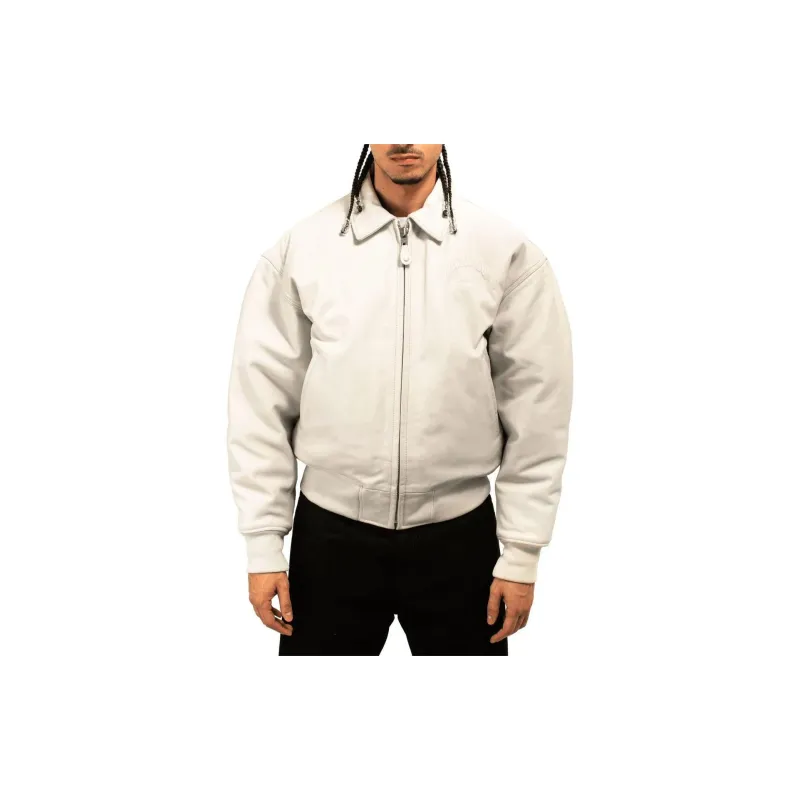 Schott N.Y.C. x One Block Down SS24 Leather Jacket Unisex Milk White-3