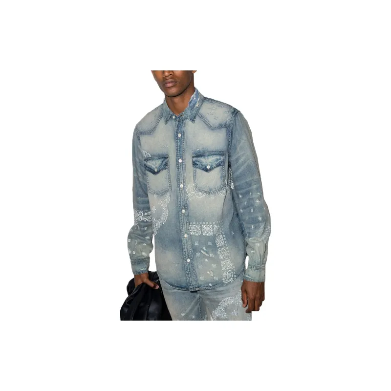 AMIRI Bandana Print Denim Shirt-1