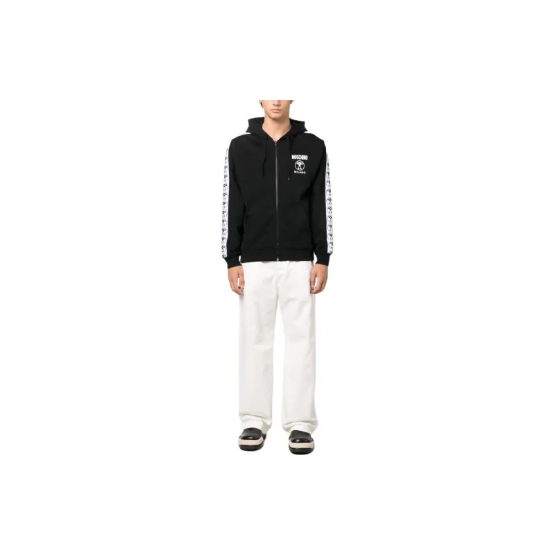 MOSCHINO Logo tape Zip up Cotton Hoodie-1