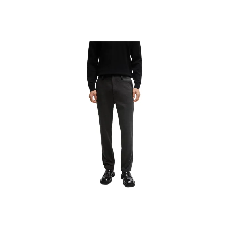 HUGO BOSS Trousers In Structured Performance Stretch Material Suit Trouser Men's Black-2