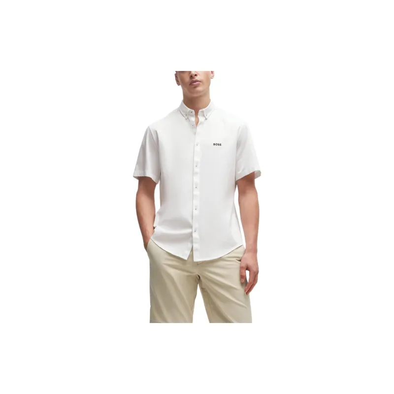 HUGO BOSS Regular Fit Shirt In Cotton Piqué Jersey Shirt Men's White-2