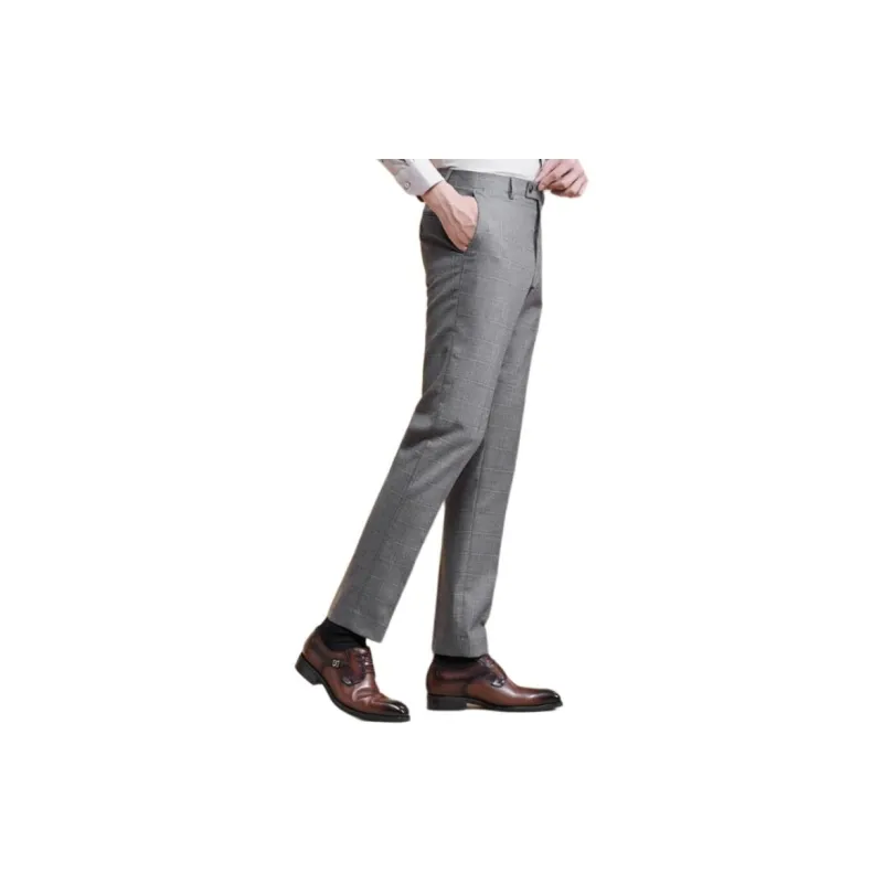 SAINT ANGELO Suit Trouser Men's Xingji Gray With Coffee Plaid-3