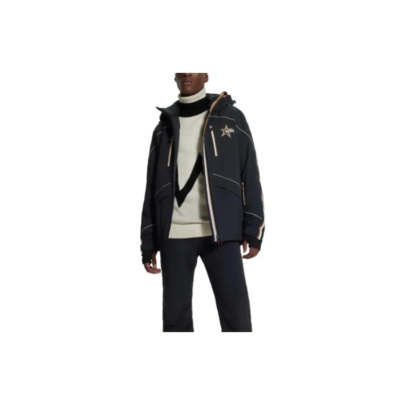 HUGO BOSS x PERFECT MOMENT Collaboration Hooded Down Ski Jacket With Special Branding Jackets Coats Men's Black-1