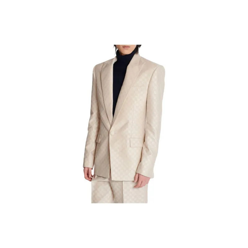 BALMAIN PB monogram Virgin Wool silk Blend Blazer-4